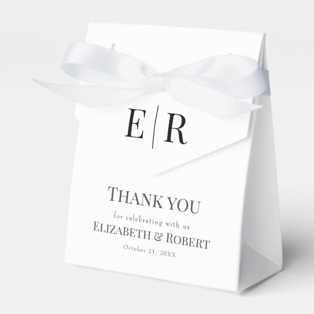 Modern Elegant Monogram Couple Photo Favour Box (Front Side)