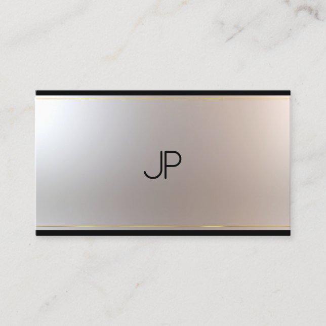 Modern Elegant Monogram Glam Unique Gold Silver Business Card (Front)