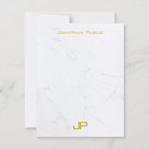 Modern Elegant Monogram Gold Text Marble Simple Card