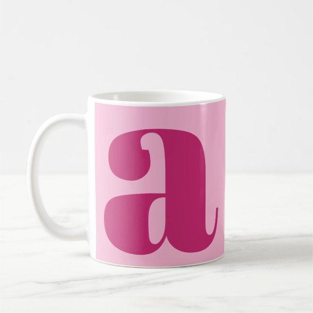 Modern Elegant Monogram Initial Bold Pink  Coffee Mug (Left)