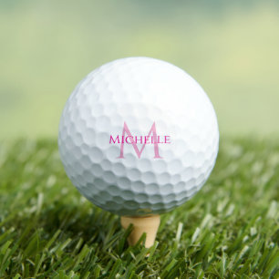 Modern Elegant Monogram Initial Name Template Pink Golf Balls