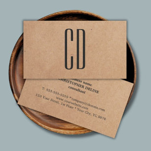 Modern Elegant Monogram Kraft Paper Consultant Business Card