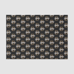 Modern Elegant Monogram Name Black Gold Script Tissue Paper