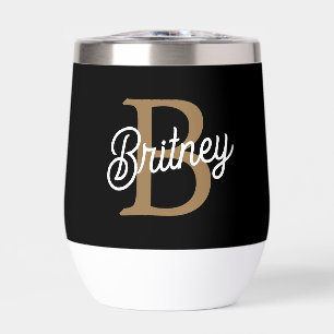Modern Elegant Monogram Name  Black Grey Script 