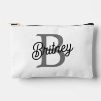 Modern Elegant Monogram Name  Black Grey Script 