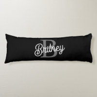 Modern Elegant Monogram Name  Black Grey Script 