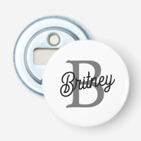 Modern Elegant Monogram Name Black Grey Script