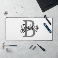 Modern Elegant Monogram Name Black Grey Script