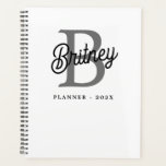 Modern Elegant Monogram Name  Black Grey Script  Planner<br><div class="desc">The Modern Elegant Monogram Name Black Grey Script Planner is a sophisticated and stylish way to organise your schedule and tasks. Featuring a sleek black and grey design with a personalised monogram and name in an elegant script font, this planner adds a touch of refinement to your daily planning. It's...</div>