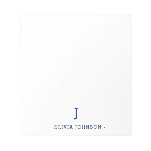 Modern Elegant Monogram Navy White Notepad (Front)