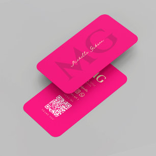 Modern Elegant Monogram Pink Business Card