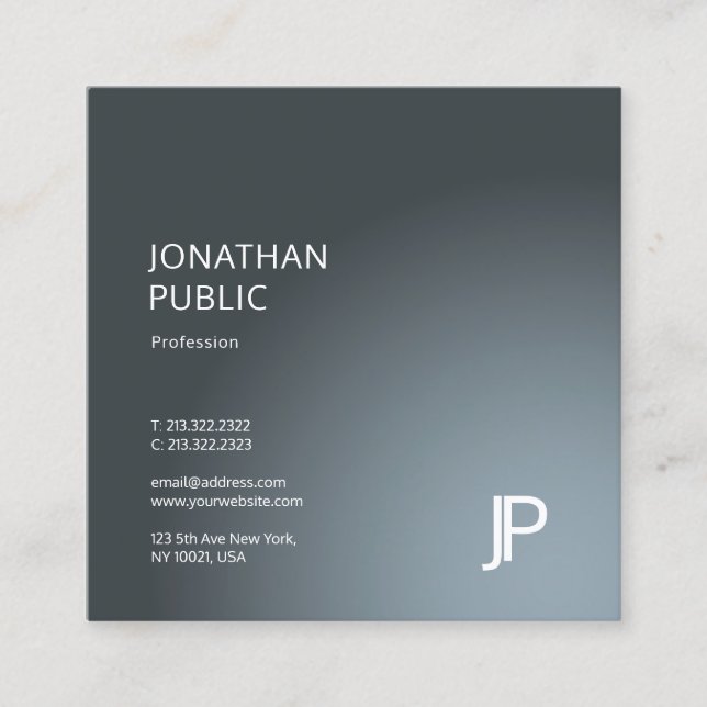 Modern Elegant Monogram Plain Trendy Design Luxury Square Business Card (Front)