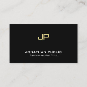 Modern Elegant Monogram Professional Black Gold Business Card