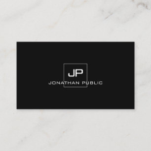 Modern Elegant Monogram Professional Black White Business Card