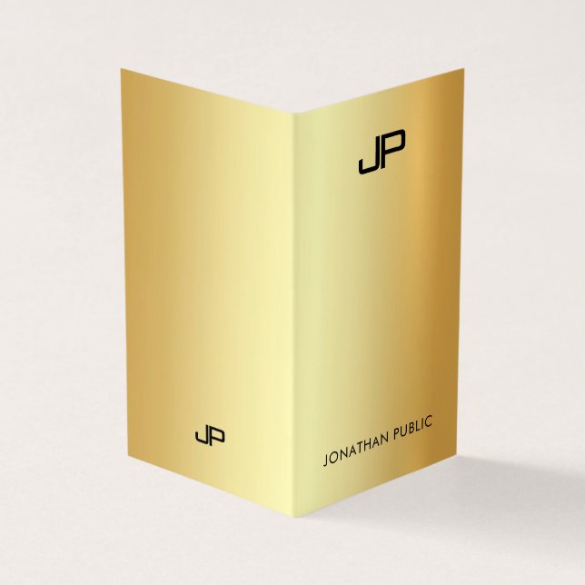 Modern Elegant Monogram Professional Glamour Gold Business Card (Outside)