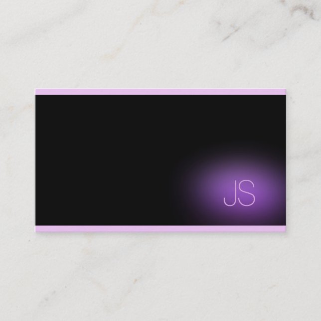 Modern Elegant Monogram Professional Purple Chic Business Card (Front)