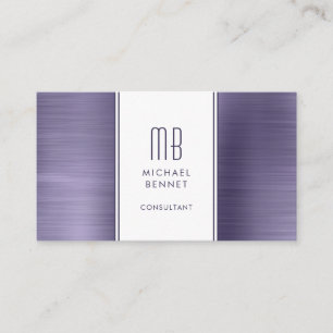 Modern Elegant Monogram Purple Consultant Business Card