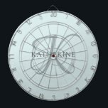 Modern Elegant Monogram Script Aqua Blue Dartboard<br><div class="desc">The elegant design features your initial in a gorgeous calligraphy script with flourishes that wrap around your family name. Makes a great gift for grandma, a birthday, for Mother's Day, or any other family holiday.</div>