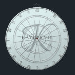 Modern Elegant Monogram Script Aqua Blue Dartboard<br><div class="desc">The elegant design features your initial in a gorgeous calligraphy script with flourishes that wrap around your family name.  Makes a great gift for grandma,  a birthday,  for Mother's Day,  or any other family holiday.</div>