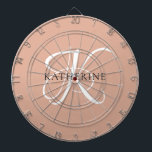 Modern Elegant Monogram Script Blush Pink Dartboard<br><div class="desc">The elegant design features your initial in a gorgeous calligraphy script with flourishes that wrap around your family name.  Makes a great gift for grandma,  a birthday,  for Mother's Day,  or any other family holiday.</div>