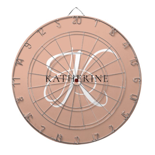 Modern Elegant Monogram Script Blush Pink Dartboard (Front)