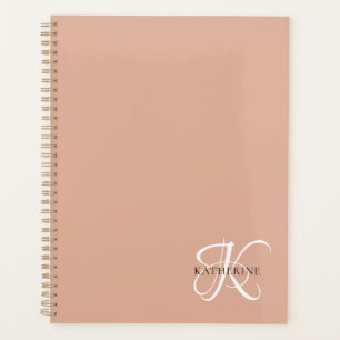 Modern Elegant Monogram Script Blush Pink Planner