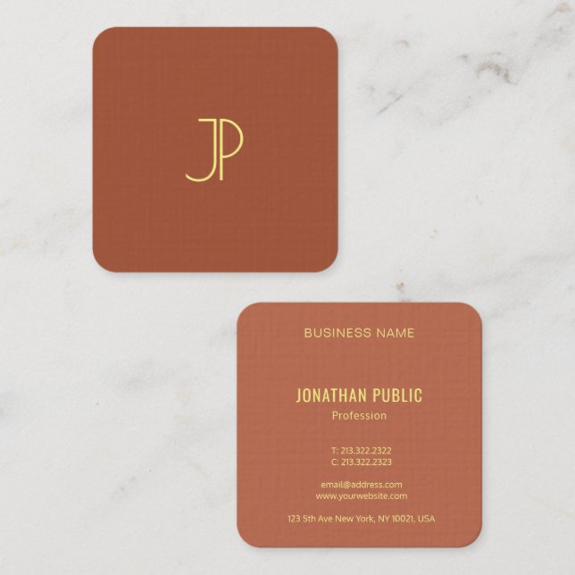 Modern Elegant Monogram Template Luxurious Square Square Business Card (Front/Back)