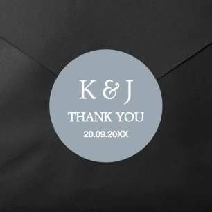 Modern Elegant Monogram Thank You Wedding Favour Classic Round Sticker