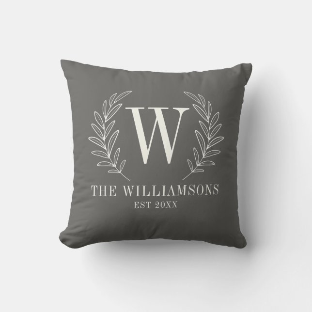 Modern Elegant Monogram Throw Pillow (Front)