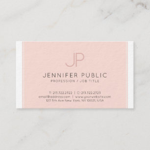 Modern Elegant Monogram Trendy Blush Pink Luxury Business Card
