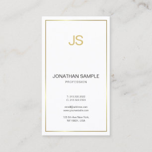 Modern Elegant Monogram Trendy Gold Stripes Business Card