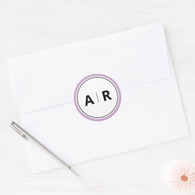 Modern Elegant Monogram Wedding Classic Round Sticker (Envelope)