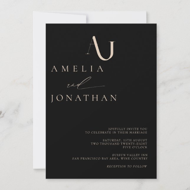 Modern Elegant Monogram Wedding Invitation (Front)