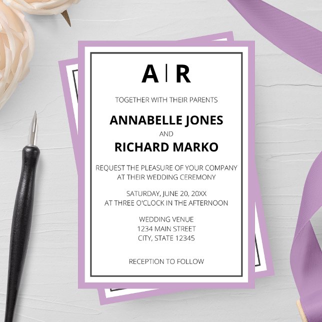 Modern Elegant Monogram Wedding Invitation (Creator Uploaded)