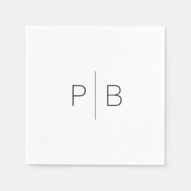 Modern Elegant Monogram Wedding Simple Napkin (Front)