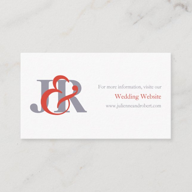 Modern Elegant Monogram Wedding Website Card (Front)