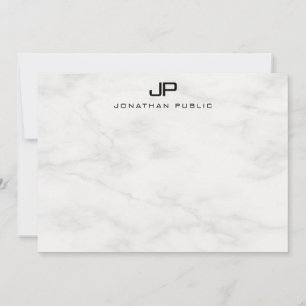 Modern Elegant Monogram White Marble Trendy Card