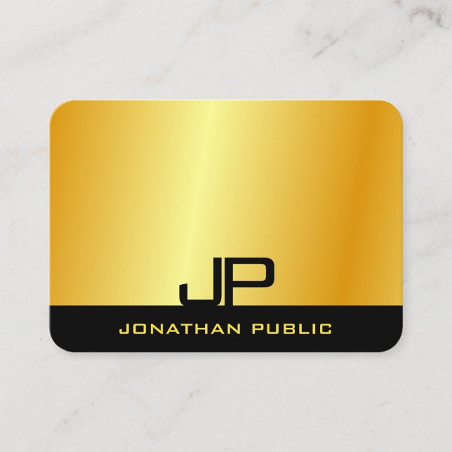 Modern Elegant Monogrammed Faux Gold Template Business Card (Front)