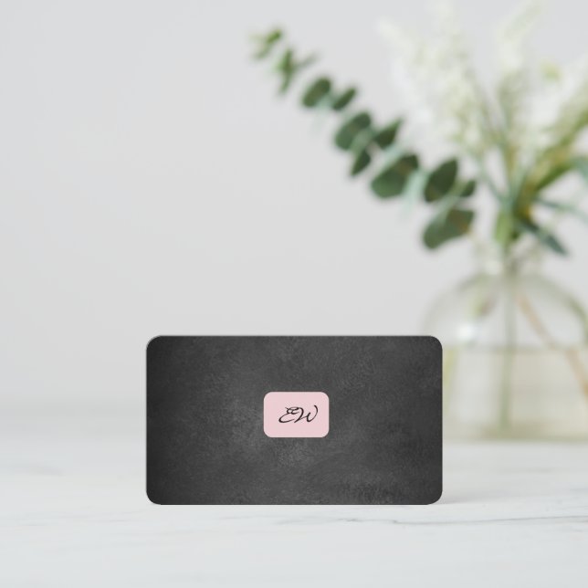 Modern elegant monogrammed QR code business cards (Standing Front)