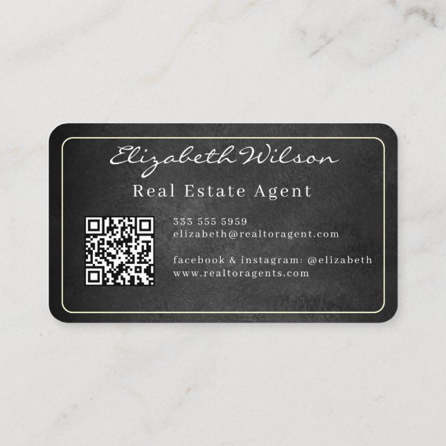 Modern elegant monogrammed QR code business cards (Back)
