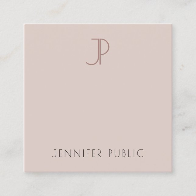 Modern Elegant Monogrammed Template Promotional Square Business Card (Front)