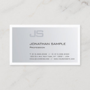 Modern Elegant Monogrammed Trendy Silver Plain Business Card