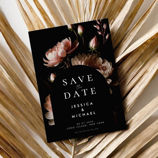 Modern Elegant Moody Floral Minimalist Wedding Save The Date (Creator Uploaded)