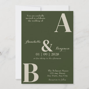 Modern Elegant Moss Green Wedding Invitation
