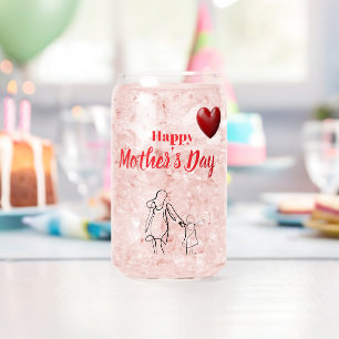 Modern Elegant Mother’s Day Line Art  Can Glass