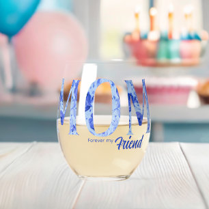 Modern Elegant Mother’s Day typography Stemless Wine Glass