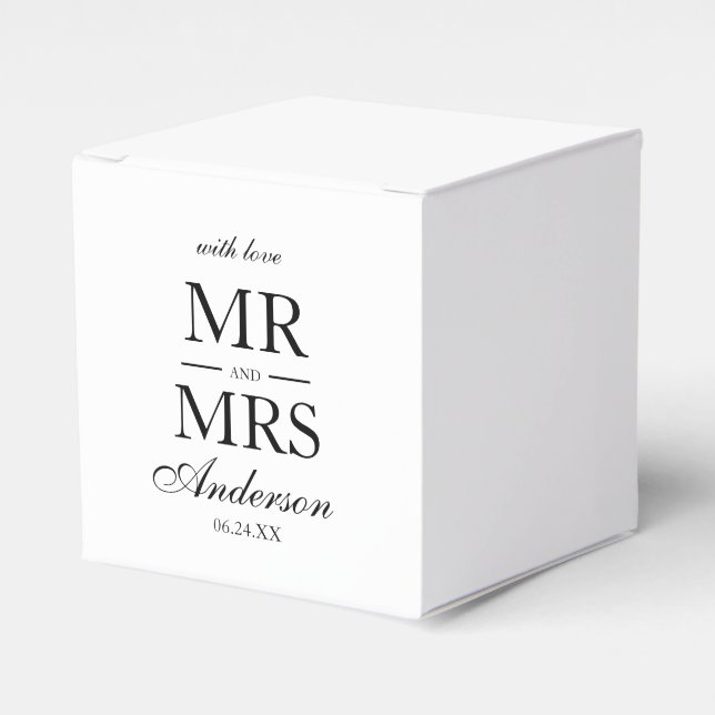 Modern Elegant Mr. and Mrs. Wedding Favour Box (Front Side)
