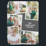 Modern elegant multi photo family stylish black iPad air cover<br><div class="desc">Modern elegant multi photo family stylish elegant design. Ideal thoughtful birthday,  Mothers day,  Fathers day,  or Christmas day gift. Black colour can be personalised.</div>
