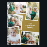 Modern elegant multi photo family stylish mustard notebook<br><div class="desc">Modern elegant multi photo family stylish elegant design. Ideal thoughtful birthday,  Mothers day,  Fathers day,  or Christmas day gift. Mustard color can be personalized.</div>