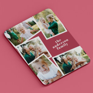 Modern elegant multi photo family stylish red pink iPad mini cover